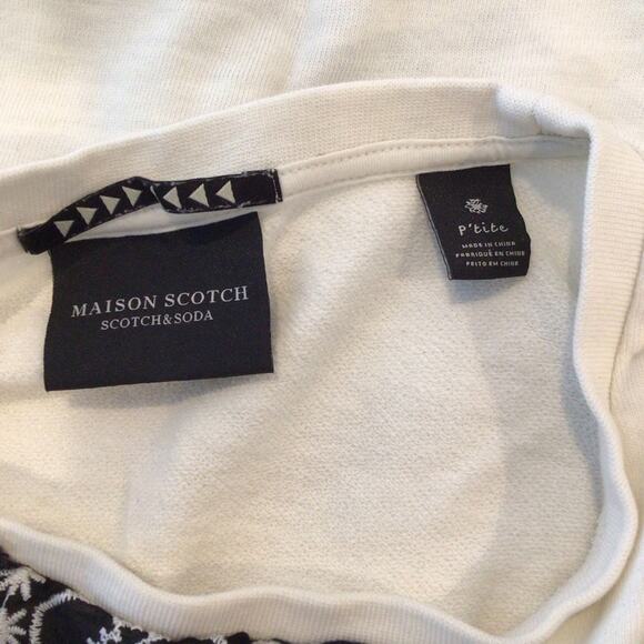Scotch & Soda Maison Scotch Lace Inset Crewneck Sweatshirt size P - Picture 4 of 5